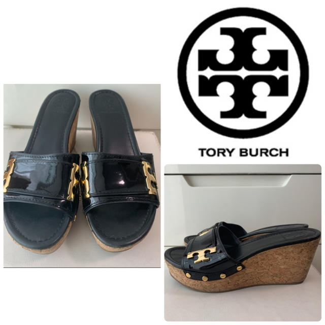 Tory Burch(トリーバーチ)のトリーバーチ　ブラックエナメル　サンダル レディースの靴/シューズ(サンダル)の商品写真