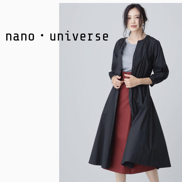 nano・universe(ナノユニバース)のnano universe ナノユニバース コットンシャツワンピース ブラック レディースのワンピース(ひざ丈ワンピース)の商品写真