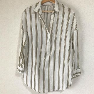 ザラ(ZARA)のZARA リネン風　シャツ　ストライプ(シャツ/ブラウス(長袖/七分))