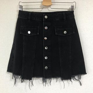 ザラ(ZARA)のZARA デニムミニスカート 台形スカート ブラック(ミニスカート)