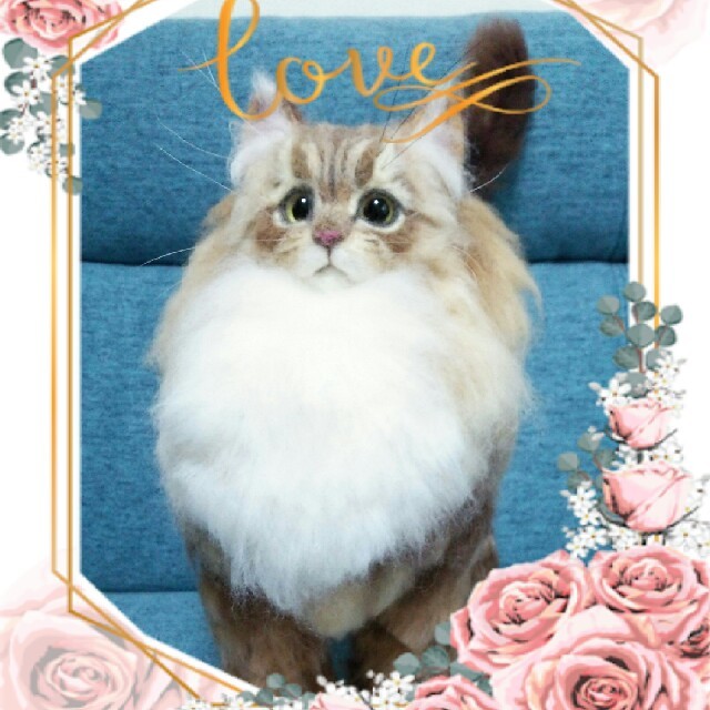 羊毛フェルト猫????羊毛フェルトリアル猫????オーダー品のプレゼント