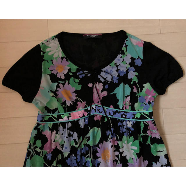 美品】LEONARD レオナール カンカン チュニック LL 大きいサイズ 花柄