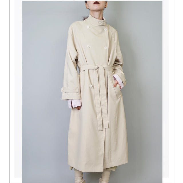 helk STAND COLLAR TRENCH COAT (BEIGE)