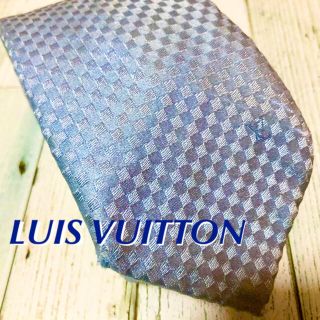 ルイヴィトン(LOUIS VUITTON)の【LUIS VUITTON 】クラヴァット プティ ダミエ ネクタイ　水色(ネクタイ)