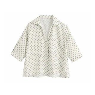 ザラ(ZARA)の1879＊S/S レトロ 水玉 ドット シャツ ブラウス(シャツ/ブラウス(半袖/袖なし))