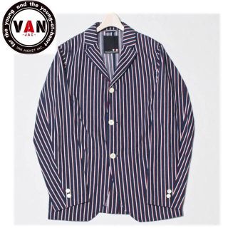 ヴァンヂャケット(VAN Jacket)の ２点セット《VAN JAC》新品 リネン混 ストライプ3Bジャケット 紺 L(テーラードジャケット)