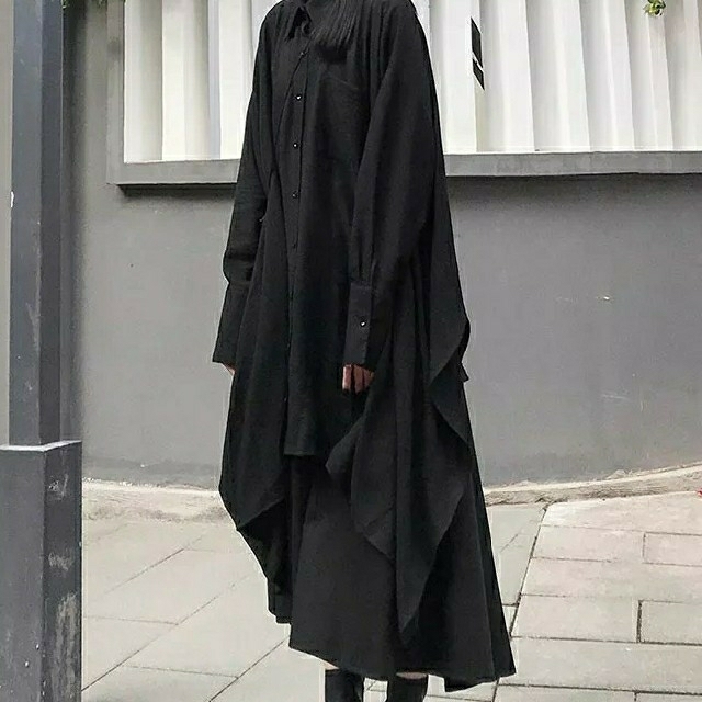 ゴシックDrape long black shirt 変形 3way ロング