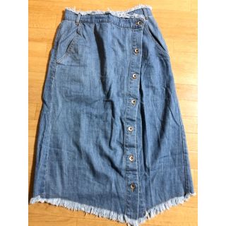 ダブルクローゼット(w closet)のw closet レディース デニムスカート 膝丈 ロングスカート 綿100%(ひざ丈スカート)