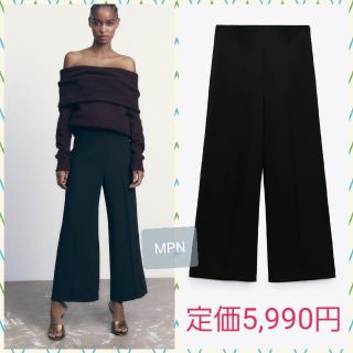 ザラ(ZARA)の新品　ZARA　パンツ　ブラック　カジュアル　キュロットパンツ　ロングパンツ(カジュアルパンツ)