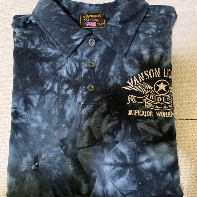 VANSON(バンソン)のVANSON 天竺半袖ポロシャツタイダイ　今季　XL メンズのトップス(ポロシャツ)の商品写真