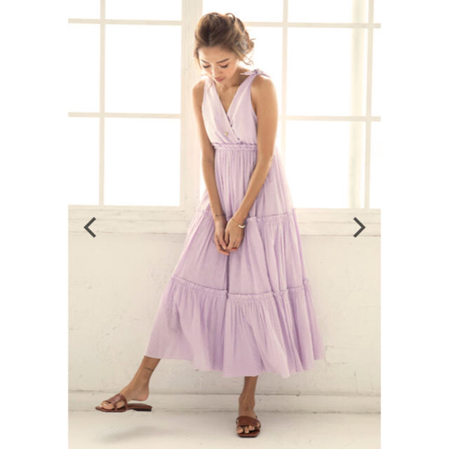 ALEXIA STAM(アリシアスタン)のクーポンで定価以下！Dot Tiered Dress Lavender レディースのワンピース(ロングワンピース/マキシワンピース)の商品写真