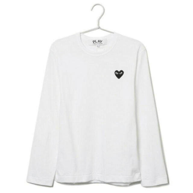 COMME des GARCONS(コムデギャルソン)のコムデギャルソン PLAY ロンT 白T ロゴ Sサイズ メンズのトップス(Tシャツ/カットソー(七分/長袖))の商品写真