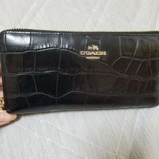 コーチ(COACH) クロコダイル 財布(レディース)（ブラック/黒色系）の