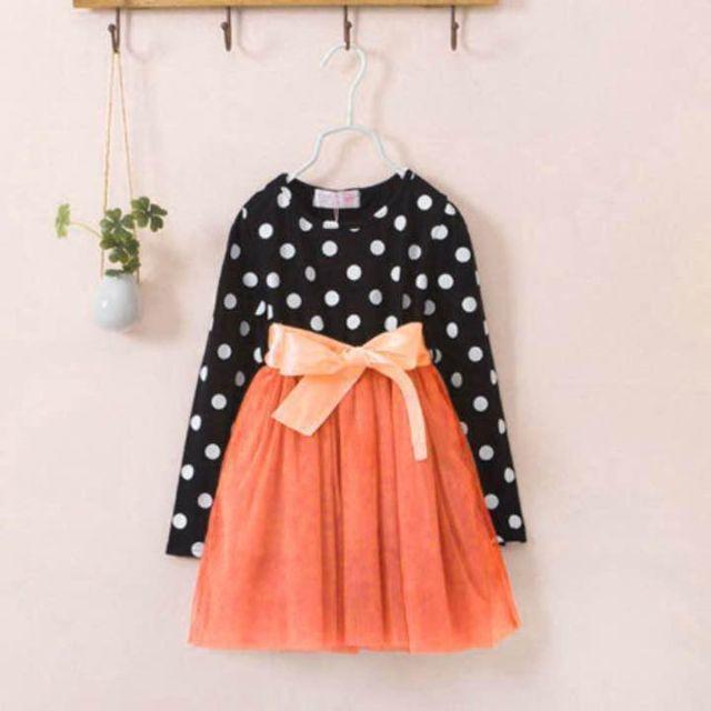 新品♡90-100♡黒ドットチュールワンピース♡ キッズ/ベビー/マタニティのキッズ服女の子用(90cm~)(ワンピース)の商品写真