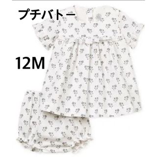 プチバトー(PETIT BATEAU)のプチバトー　プリントワンピース　ブルマセット　12M(ワンピース)