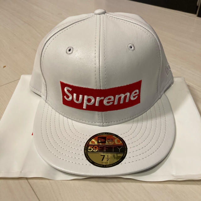 Supreme 15F/W leather box logo new era帽子