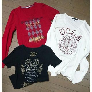 【マーティ様専用】Tシャツ　３枚セット　白＆黒＆赤(派手系)(Tシャツ/カットソー(半袖/袖なし))