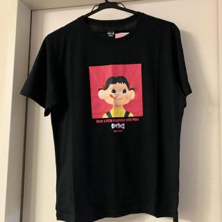 ユニクロ(UNIQLO)の新品♡レトロペコちゃん♡フェイスプリントTシャツ【L・ブラック】(Tシャツ(半袖/袖なし))