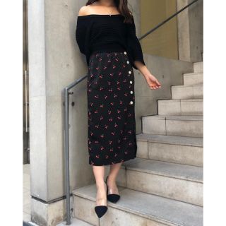 ハニーミーハニー(Honey mi Honey)のhoney  mi honey  cherry skirt  ブラック (ロングスカート)