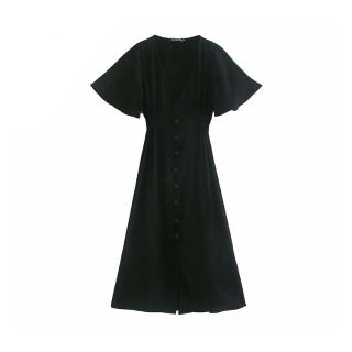 ザラ(ZARA)の1881＊S/S black  フロントボタン ワンピース(ひざ丈ワンピース)