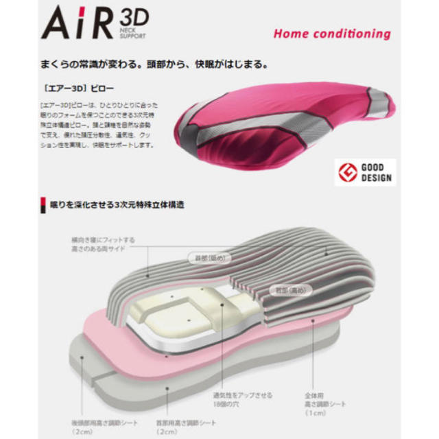 西川 AIR エアー3D ピローSWEET グレー まくら☆高め やわらかめ