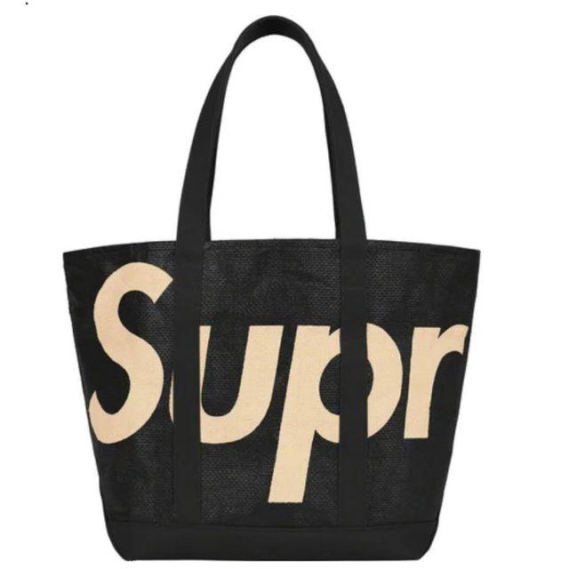 supreme raffia tote black