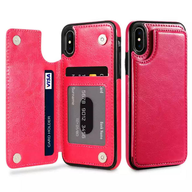 Iphone用 レザー調 背面カード収納 背面だからすぐ使える ピンクの通販 By 安売り中 ラクマ
