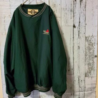 ナイロンジャケット ビッグシルエット 緑 グリーン 古着 90s ロゴ 刺繍(ナイロンジャケット)