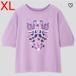 ユニクロ(UNIQLO)のユニクロ アナスイ UTシャツ XL ANNA SUI  パープル 紫 鳥(Tシャツ(半袖/袖なし))