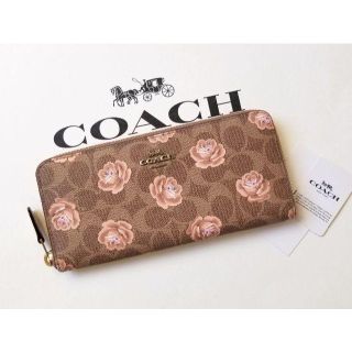 コーチ(COACH)の値下げ!!‼ 新品 コーチ 直営店モデル シグネチャー柄 ローズ 長財布 スリム(財布)