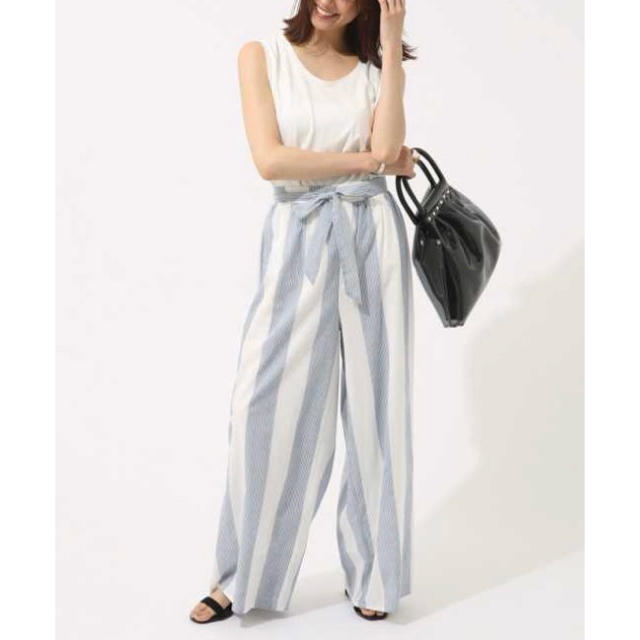 AZUL by moussy(アズールバイマウジー)のAZUL BY MOUSSY BIG STRIPE PANTS ブルー レディースのパンツ(カジュアルパンツ)の商品写真