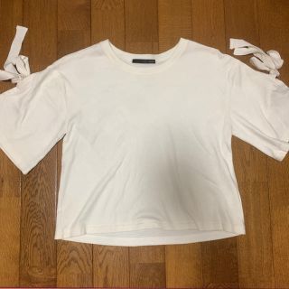 ヘザー(heather)のheather ヘザー　袖リボンTシャツ トップス カットソー(Tシャツ(半袖/袖なし))