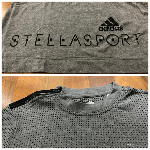 adidas by Stella McCartney(アディダスバイステラマッカートニー)のアディダス adidas by Stella sport 半袖グレー×黒Tシャツ スポーツ/アウトドアのランニング(ウェア)の商品写真