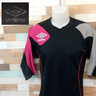 アンブロ(UMBRO)の【UMBRO】 美品 アンブロ 七分丈シャツ ブラック/ピンク スポーツウェア(Tシャツ/カットソー(七分/長袖))