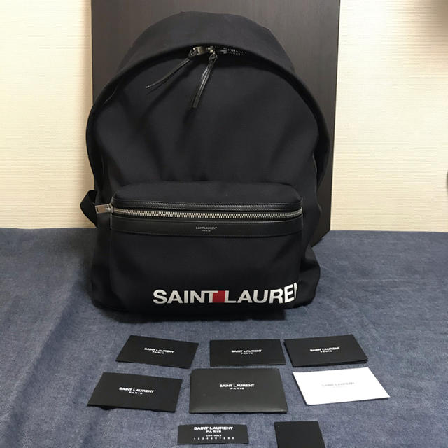 Saint Laurent - 文化G美品SAINT LAURENT シティ ロゴプリント リュック