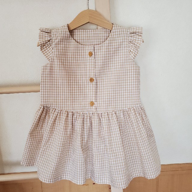 ギンガムチェック　ギャザーワンピース キッズ/ベビー/マタニティのキッズ服女の子用(90cm~)(ワンピース)の商品写真