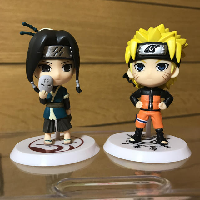 ☆ナルト一番くじ☆ NARUTO D賞・F賞 ちびきゅんキャラ 台座セット