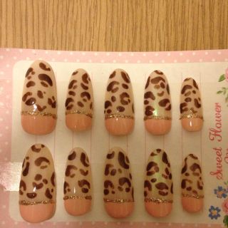 甘♡ヒョウ柄ネイルチップ(つけ爪/ネイルチップ)