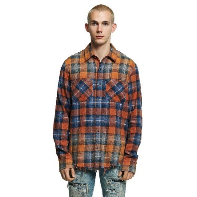 AMIRI FADED PLAID ネルシャツ アミリ ショットガン デニム - シャツ