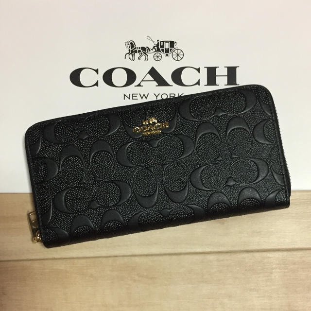 COACH(コーチ)の新品 [COACH コーチ] 長財布 エンボスドシグネチャー  黒 レディースのファッション小物(財布)の商品写真