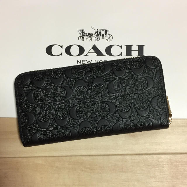 COACH(コーチ)の新品 [COACH コーチ] 長財布 エンボスドシグネチャー  黒 レディースのファッション小物(財布)の商品写真