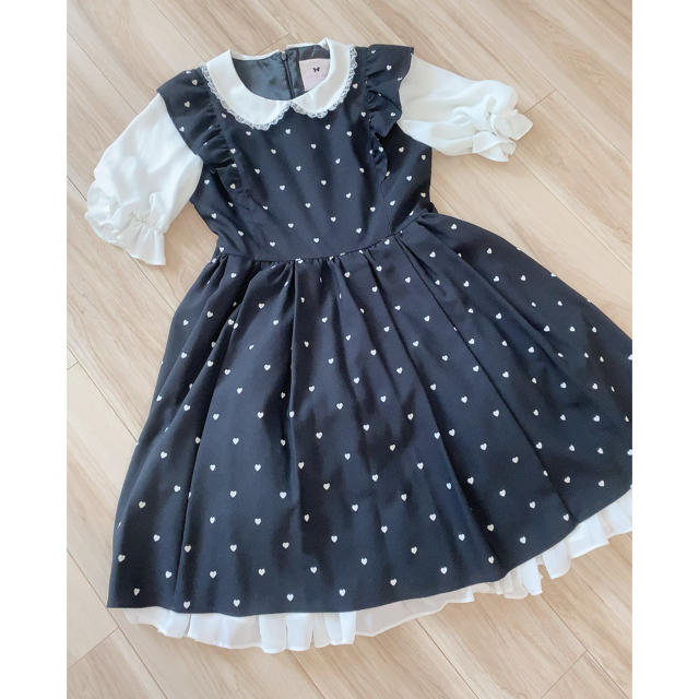 LODISPOTTO(ロディスポット)のHeart Dollyワンピースmille fille closet黒M レディースのワンピース(ミニワンピース)の商品写真