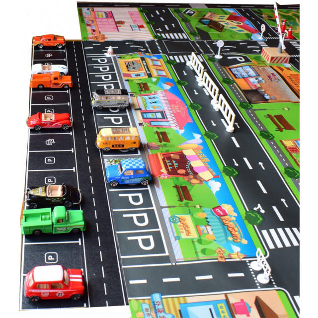 カラフル　道路 マット プレイマット キッズ 子供 おもちゃ ミニカー シート  キッズ/ベビー/マタニティのおもちゃ(電車のおもちゃ/車)の商品写真