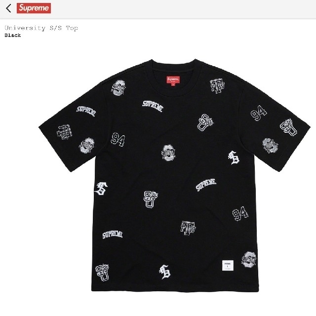 メンズsupreme 20ss University S/S Top Black L