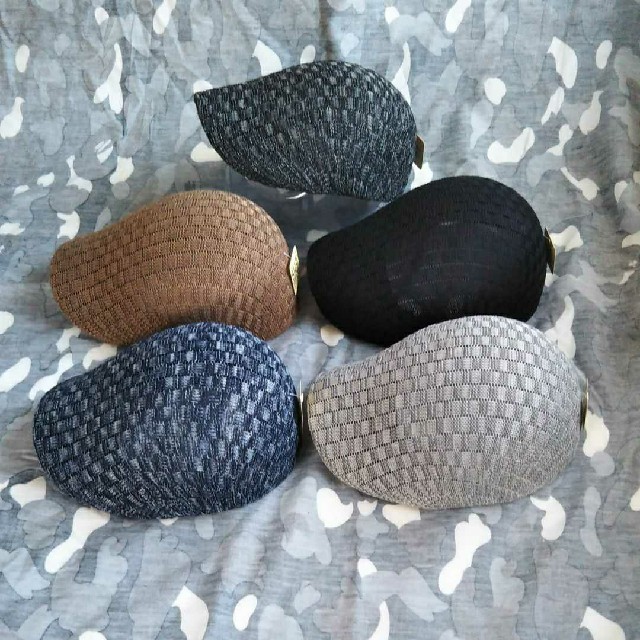 ハンチングメッシュタイプ　チェックジャガード織りＭＩＸ糸　　グレー白 メンズの帽子(ハンチング/ベレー帽)の商品写真