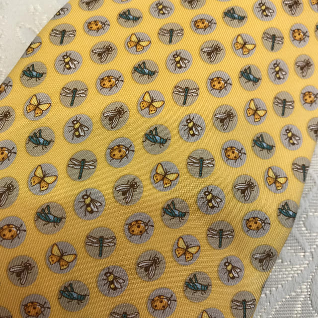 ☆未使用品☆サルヴァトーレ フェラガモ ネクタイ イエロー ドット 虫