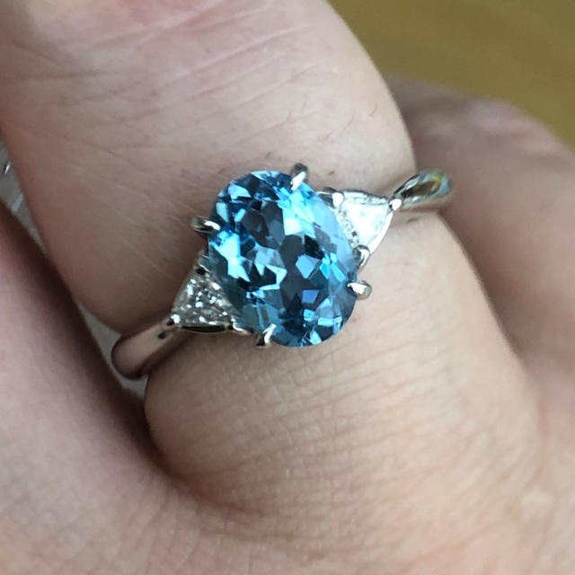 ⭐️美発色の青⭐️サンタマリアアクアマリンリング　大粒1.1ct レディースのアクセサリー(リング(指輪))の商品写真