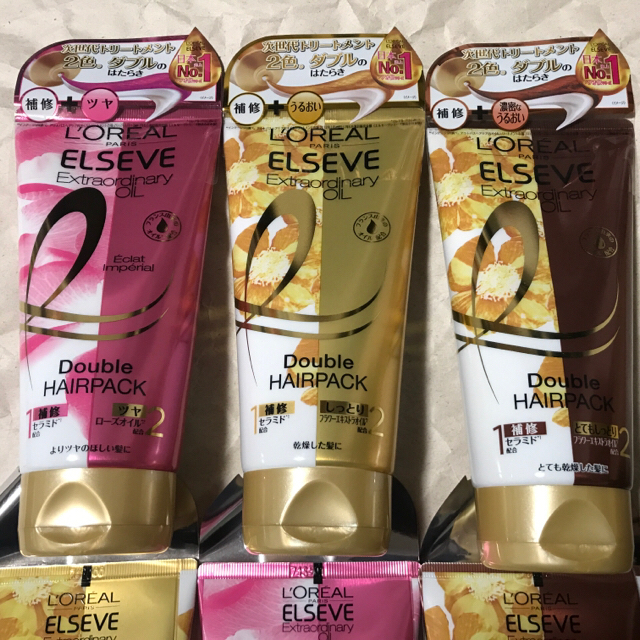 L'Oreal Paris(ロレアルパリ)の新品 ロレアルパリ エルセーヴ エクストラオイル ダブルヘアパック3種計6本 コスメ/美容のヘアケア/スタイリング(ヘアパック/ヘアマスク)の商品写真