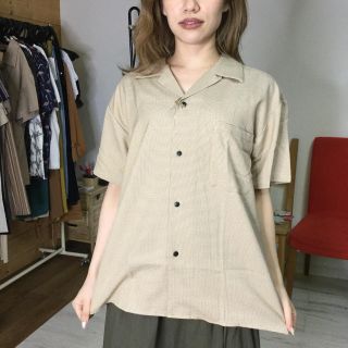 【同梱限定】MENS 千鳥柄半袖シャツ ベージュM(シャツ)