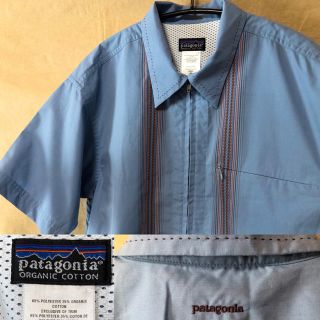 パタゴニア(patagonia)の美品 Patagonia シャツ M 水色 フルジップ(シャツ)